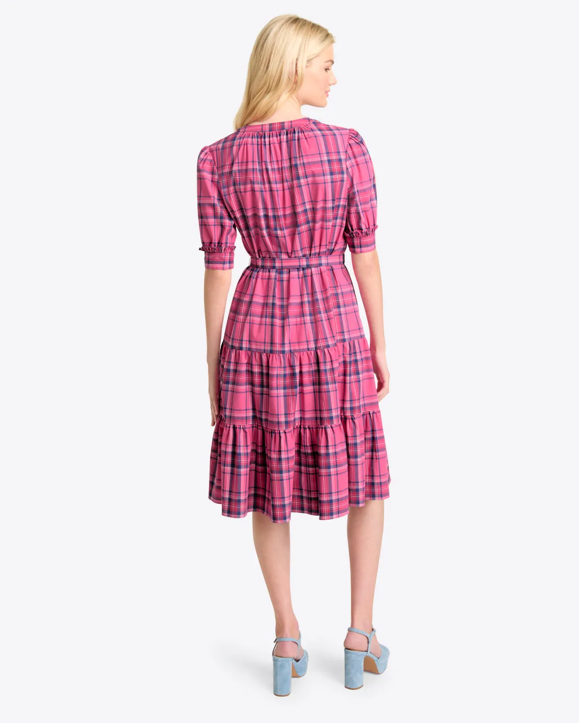 Loretta Shirt Dress in Pink Angie Plaid