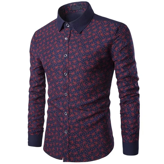 Mens Casual Long Sleeve Shirt Business Slim Fit