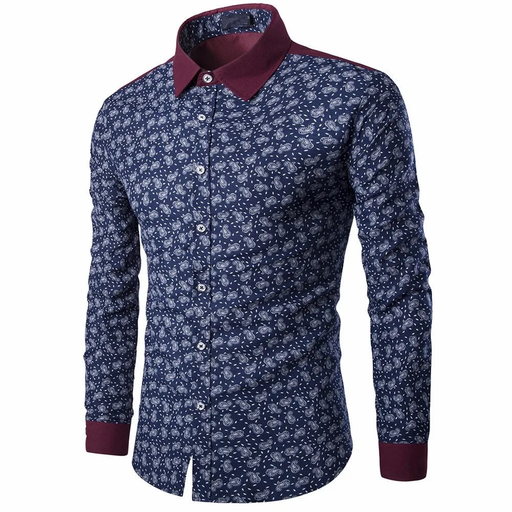 Mens Casual Long Sleeve Shirt Business Slim Fit