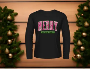 MERRY XMAS PINK/GREEN LONG SLEEVE