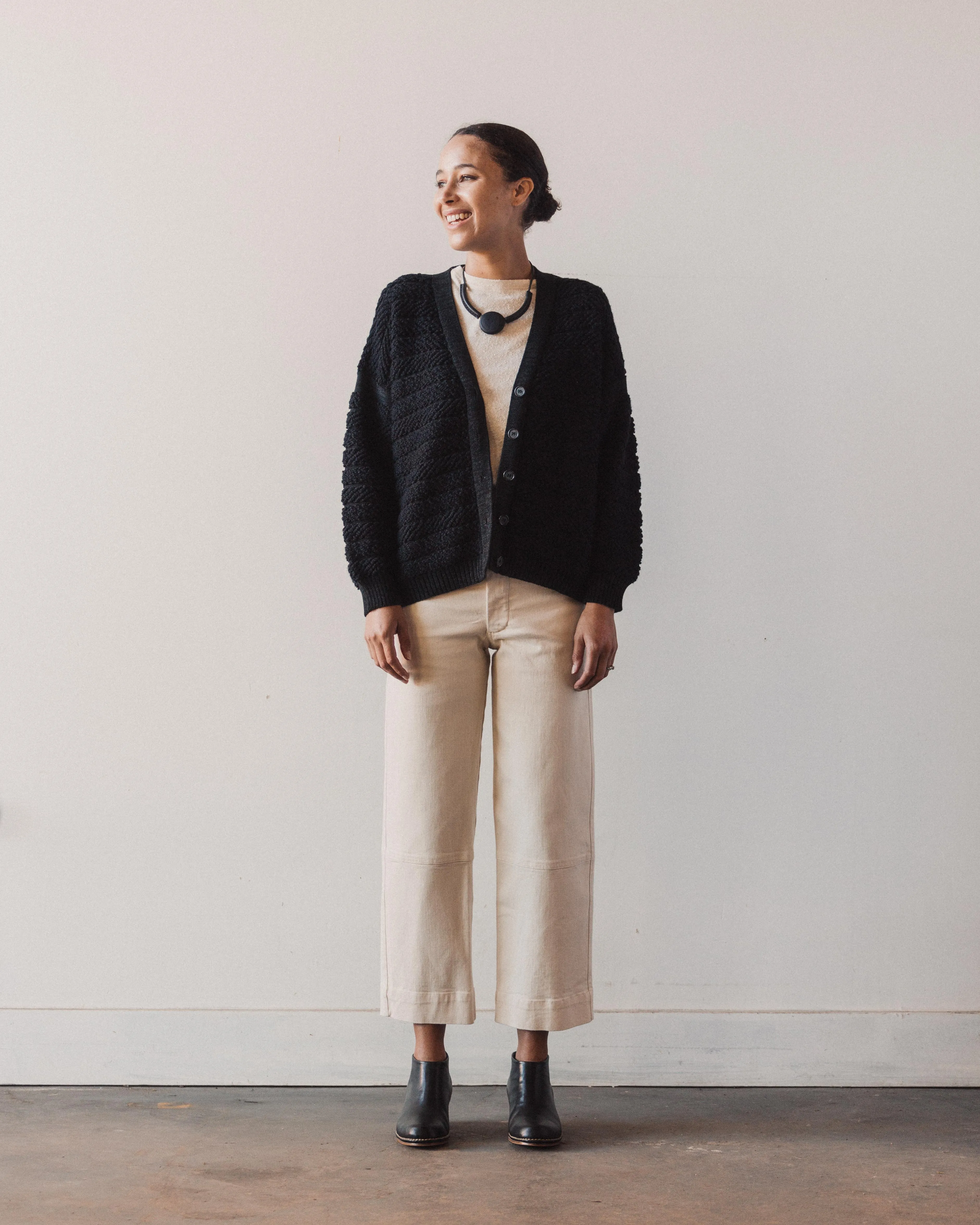 Micaela Greg Loop Cardigan, Melange Black