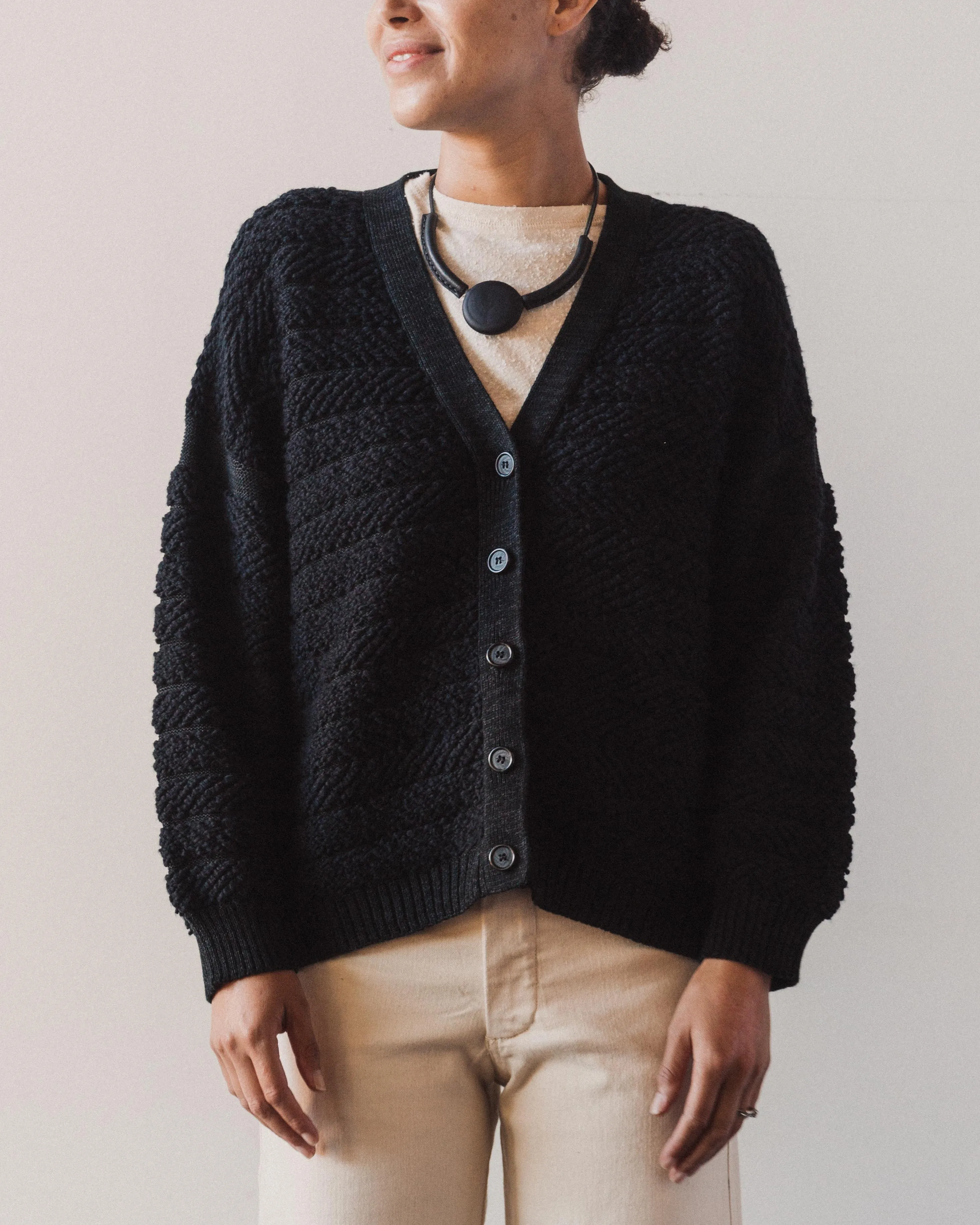 Micaela Greg Loop Cardigan, Melange Black