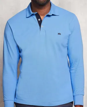 Ocean Blue Long Sleeve Polo Shirt