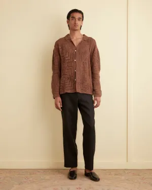 Overdye Crochet Shirt - Brown