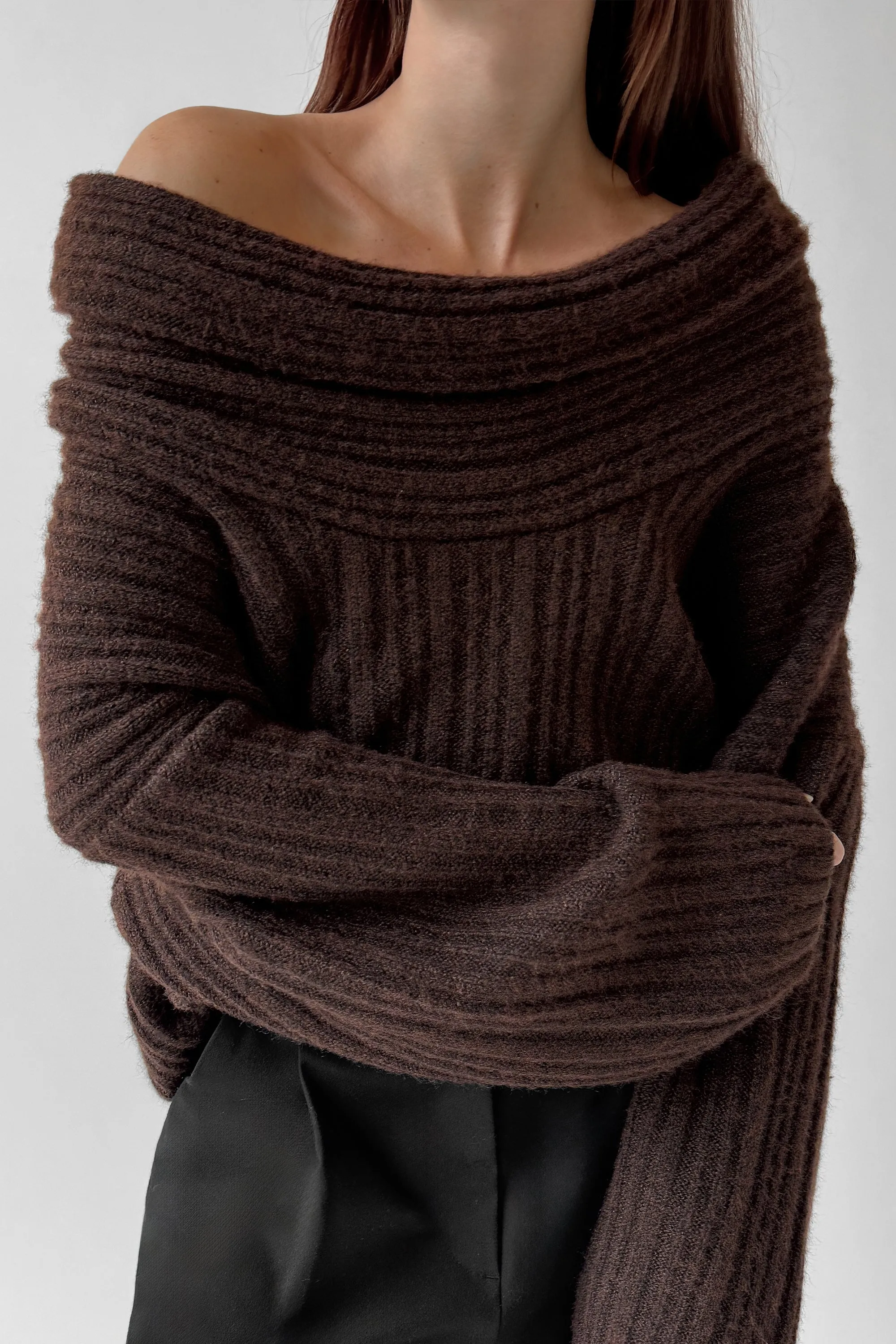 OVERSIZED SLOUCHY OFF THE SHOULDER SWEATER