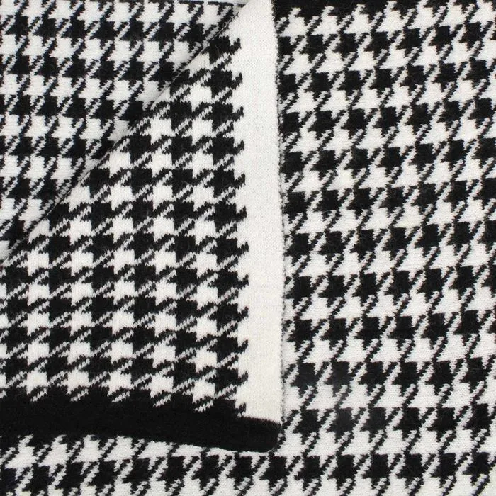 Poncho Houndstooth Knit Black and White for Women