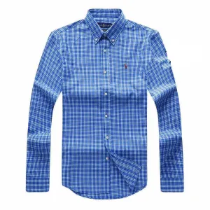 PRL Custom Fit Long Sleeve Blue Check Shirt