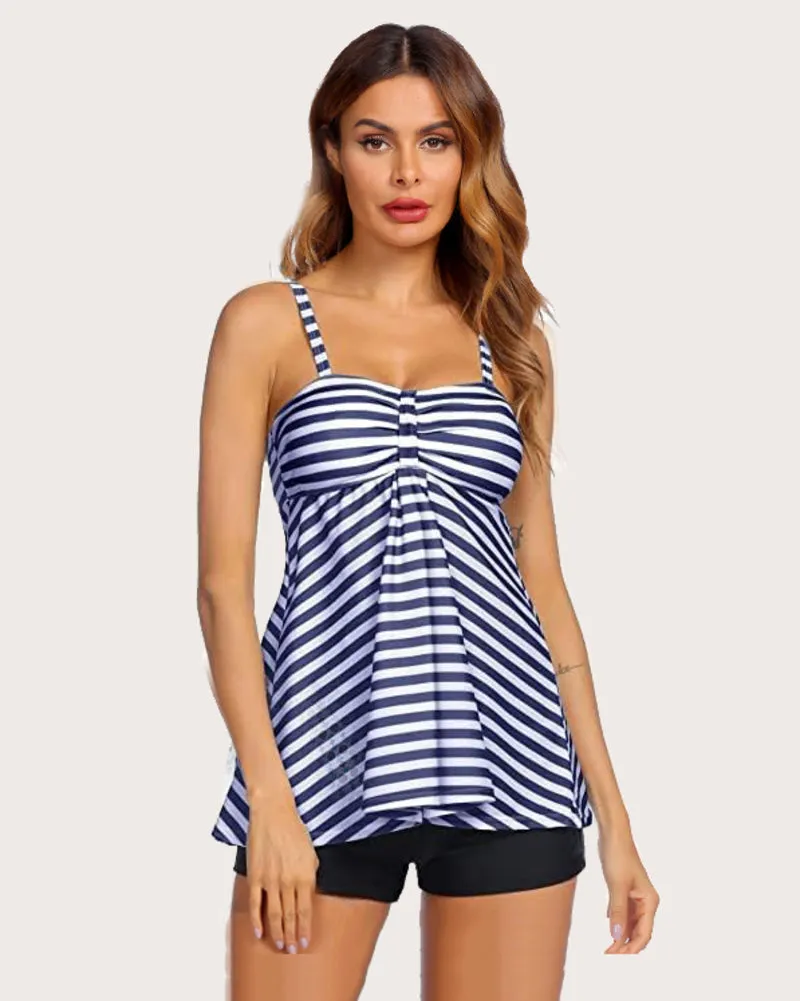 Retro Sailor Stripe Dot Tankini Set