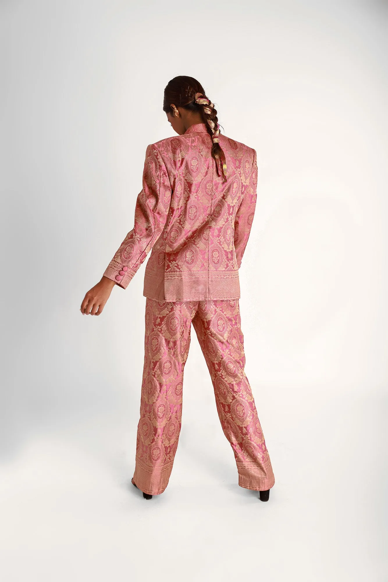 Scarlet Silk Pant Suit In Mauve