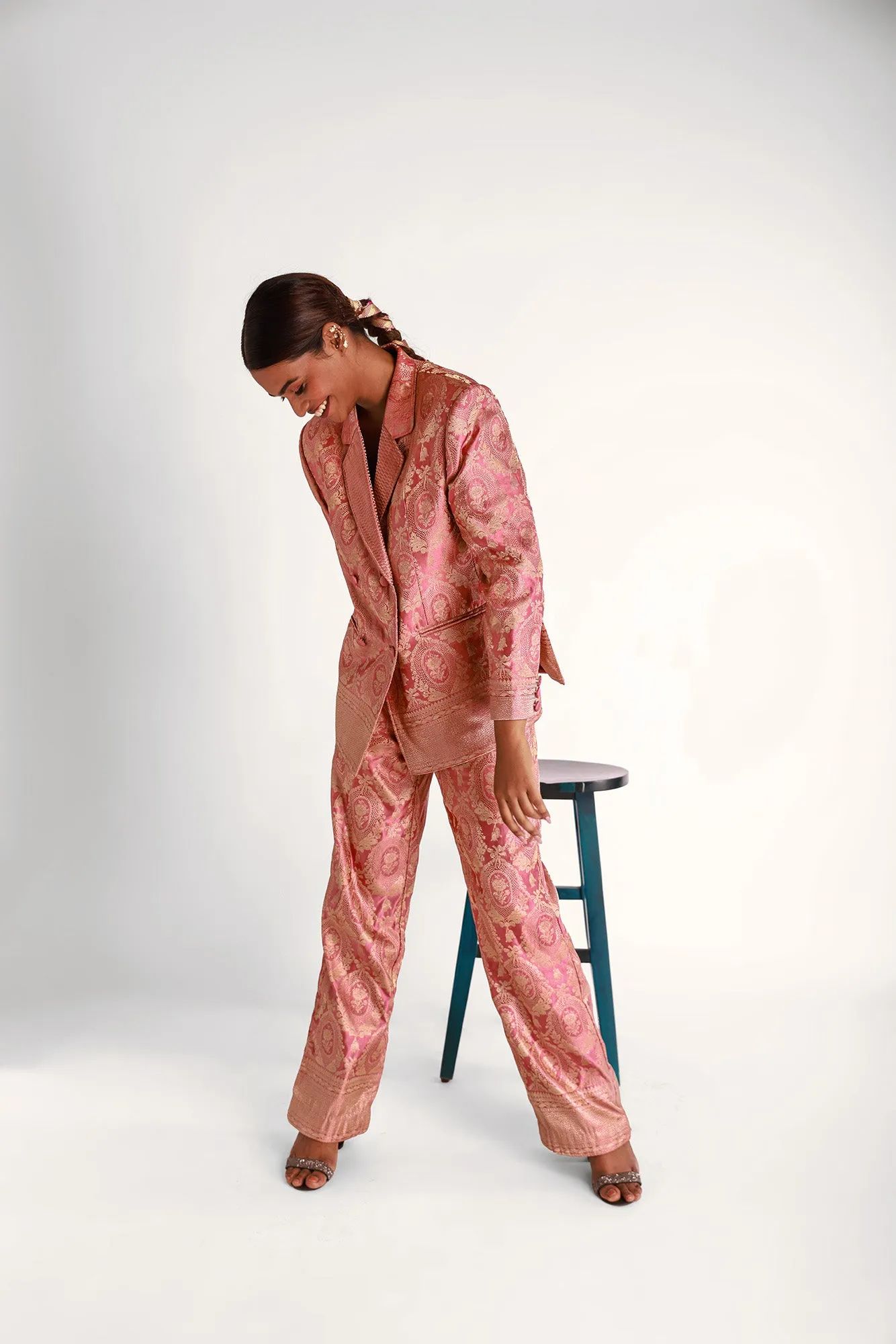 Scarlet Silk Pant Suit In Mauve