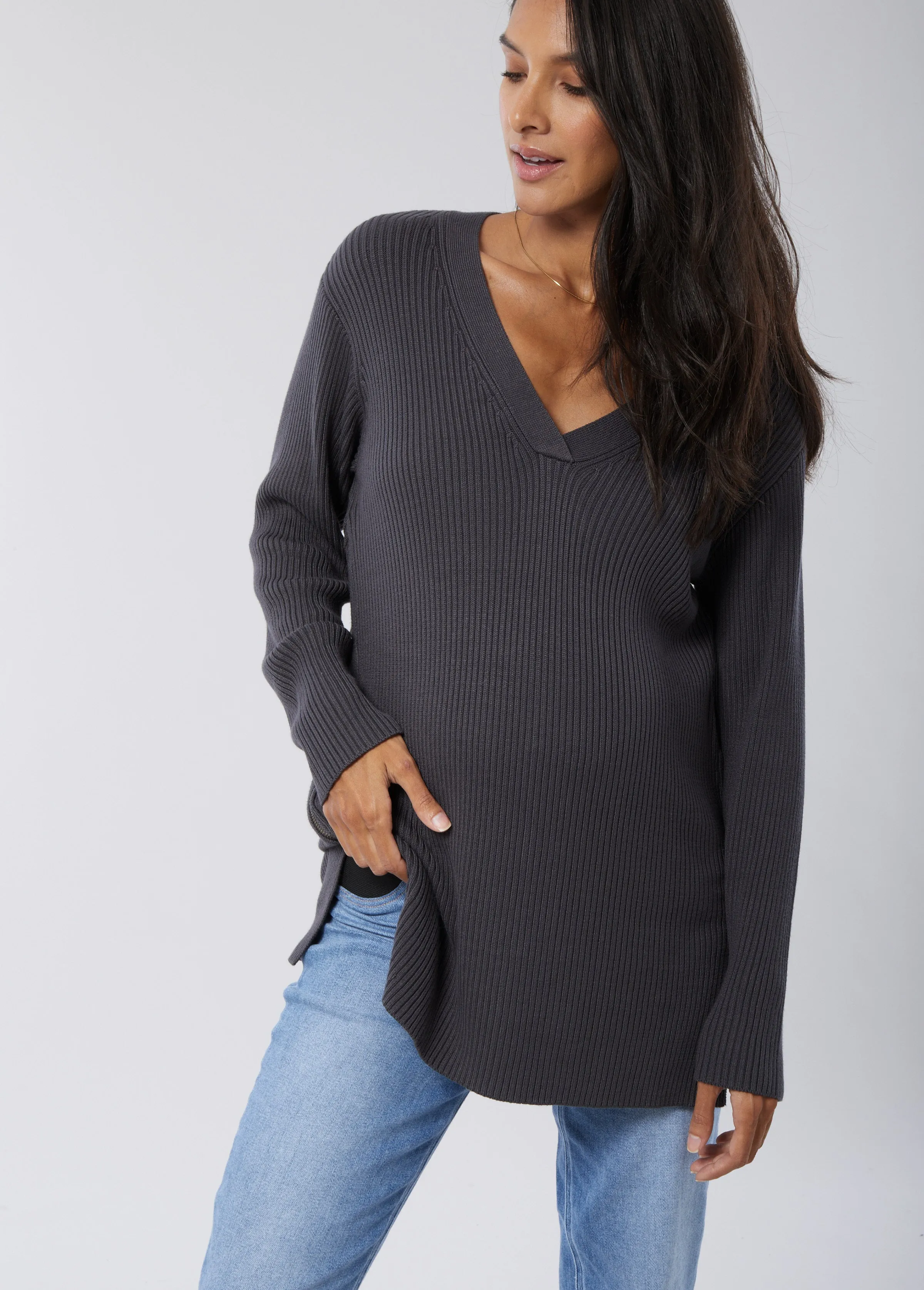 Side Zip Maternity   Nursing Sweater