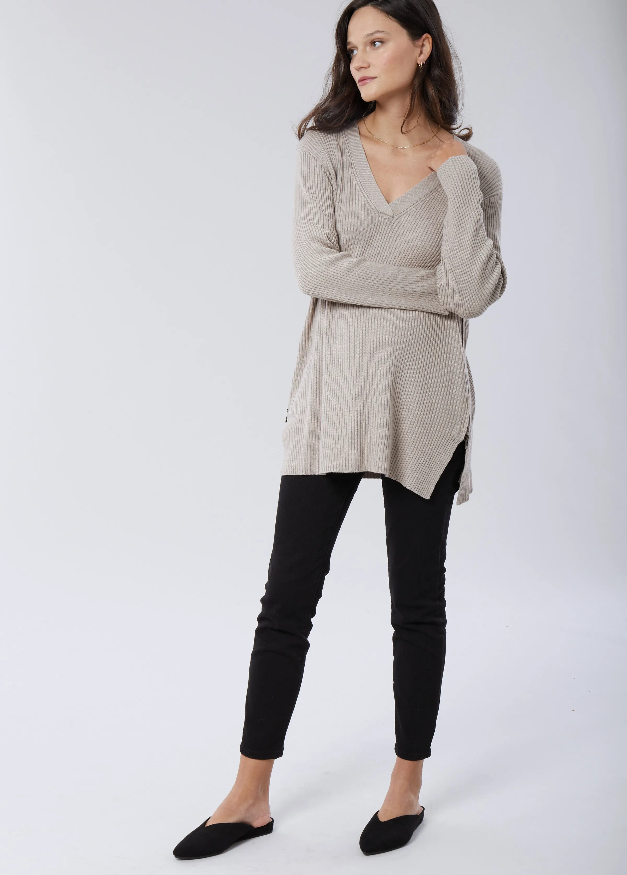 Side Zip Maternity   Nursing Sweater