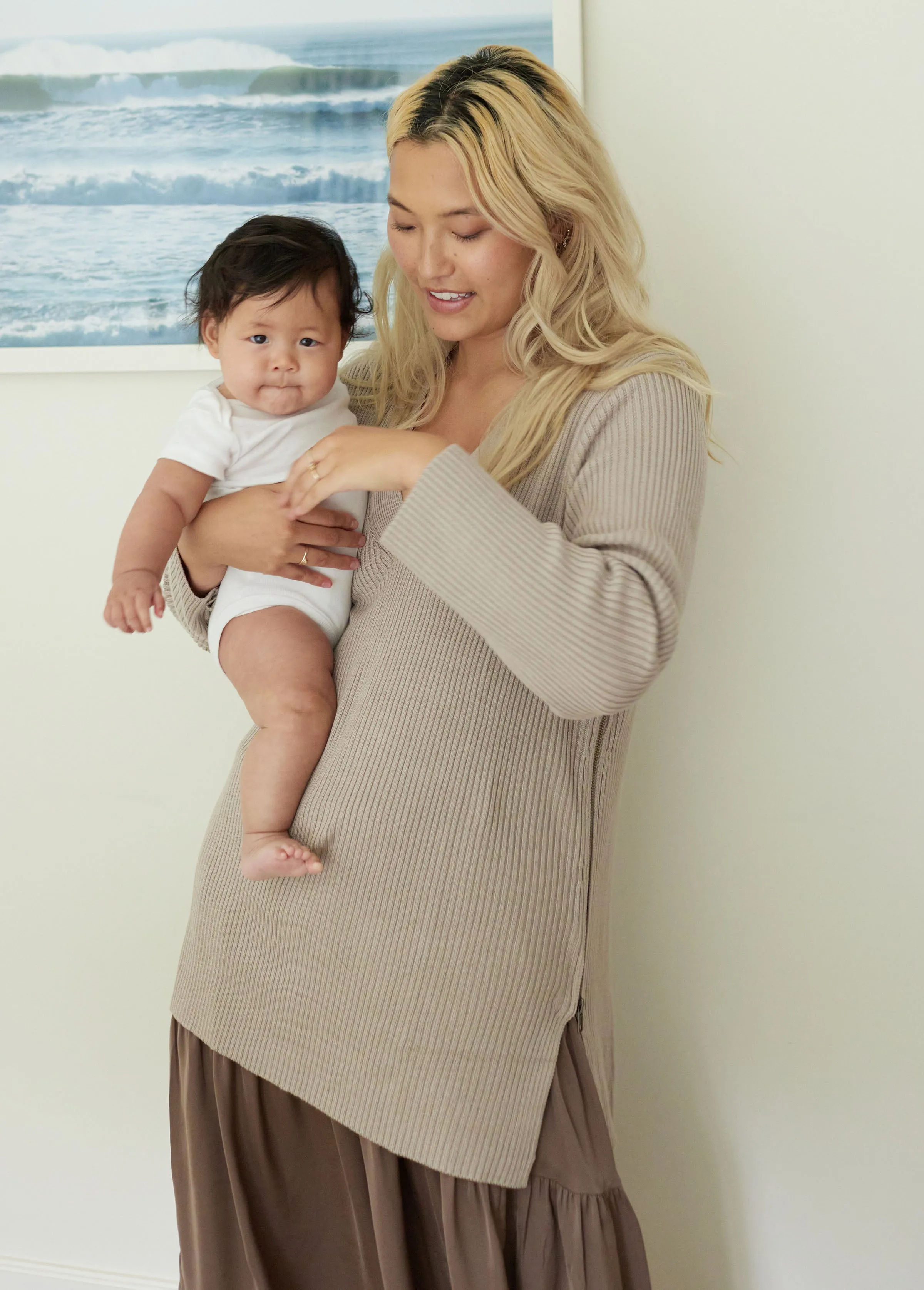 Side Zip Maternity   Nursing Sweater