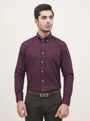 SMART SHIRT BUTTON DOWN FULL SLEEVE MAROON