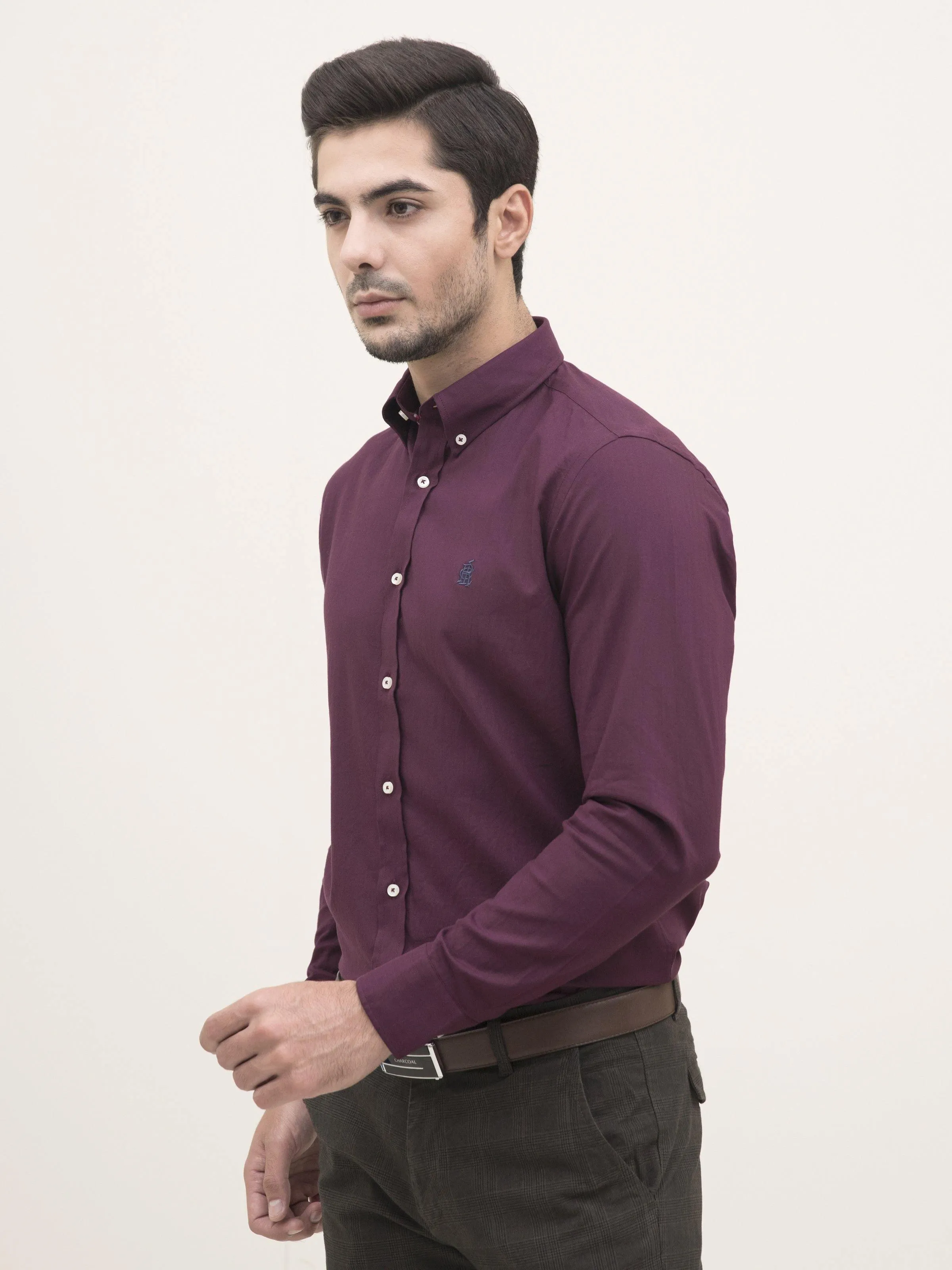 SMART SHIRT BUTTON DOWN FULL SLEEVE MAROON