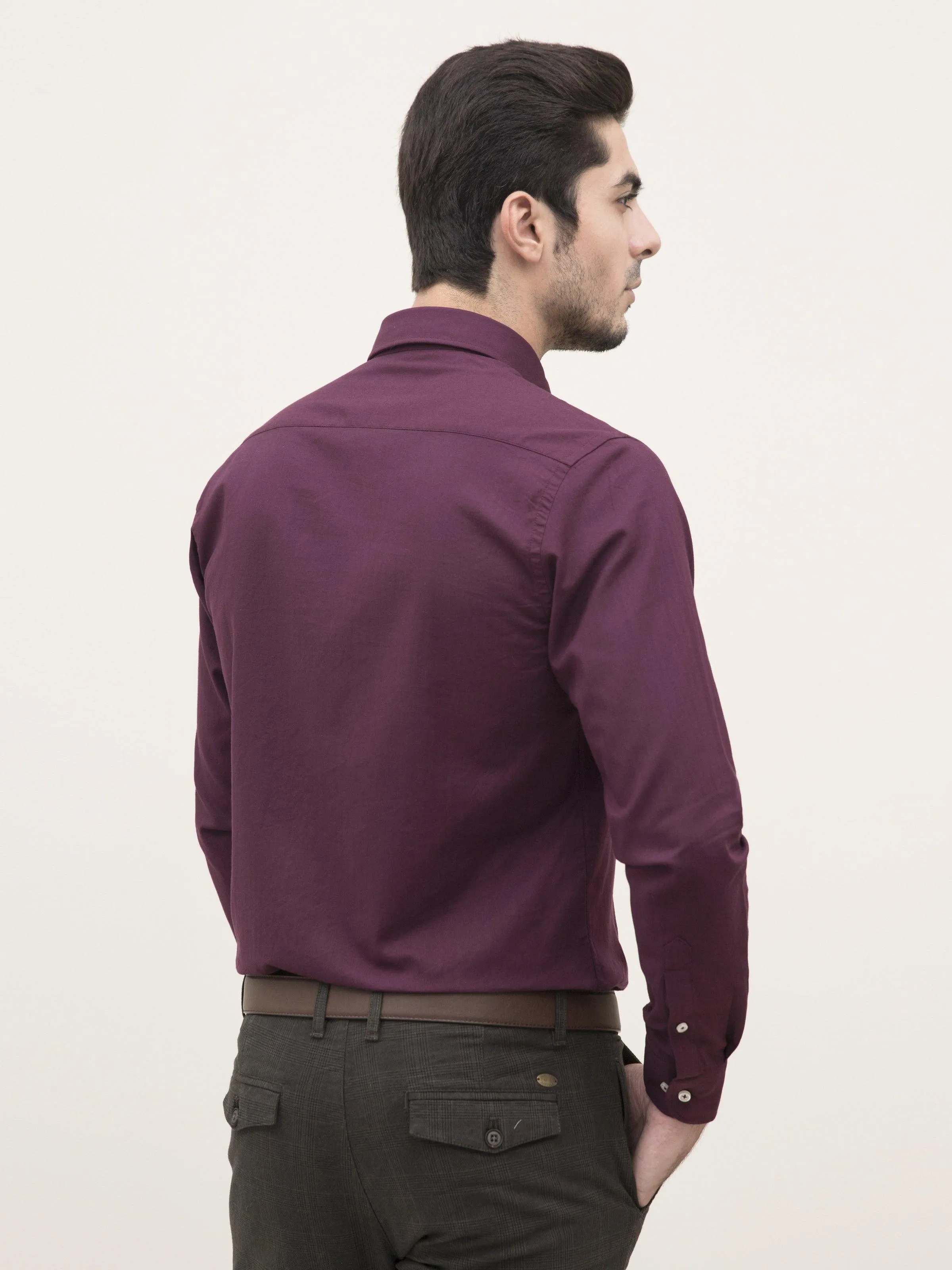 SMART SHIRT BUTTON DOWN FULL SLEEVE MAROON