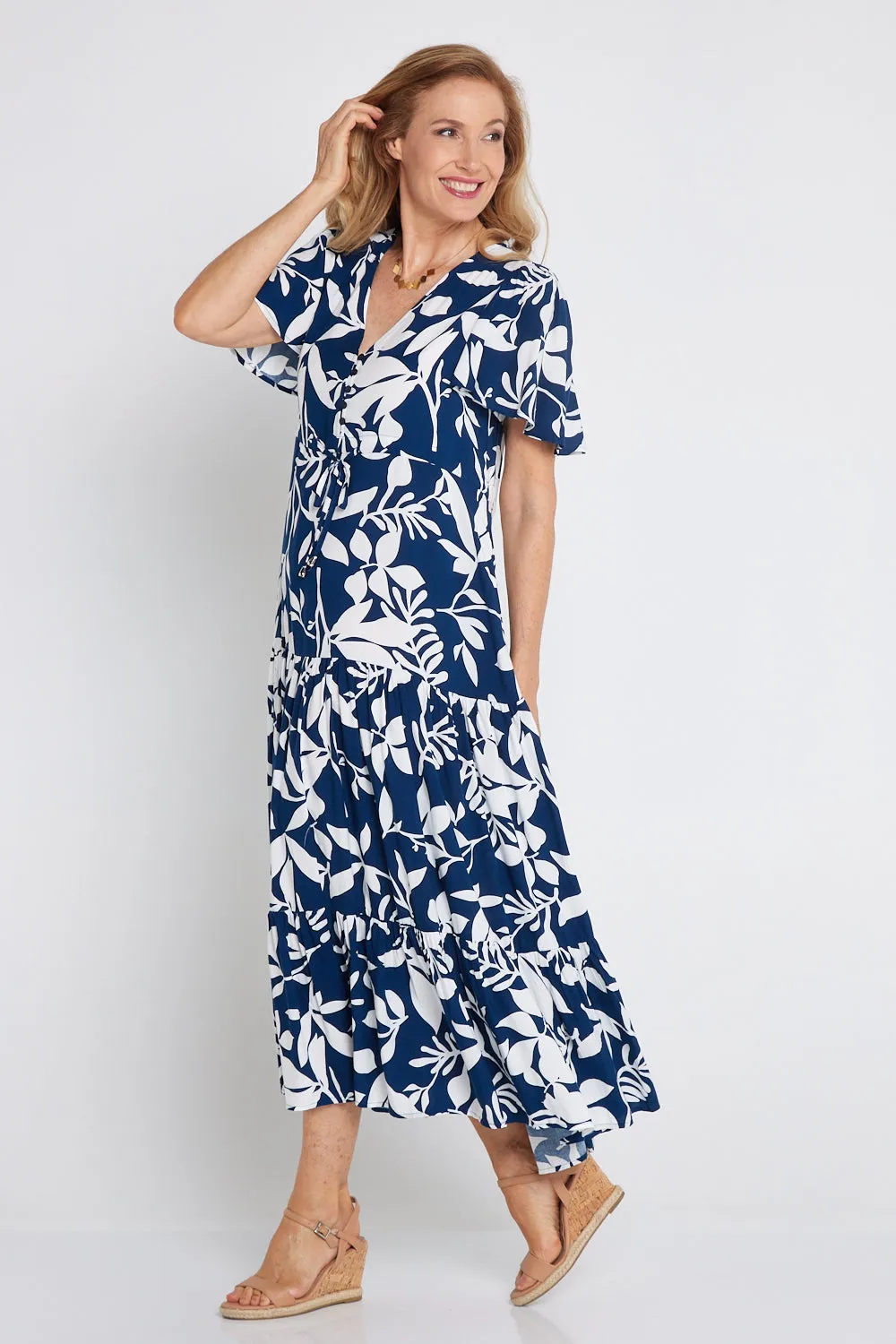 Soraya Dress - Navy Botanical