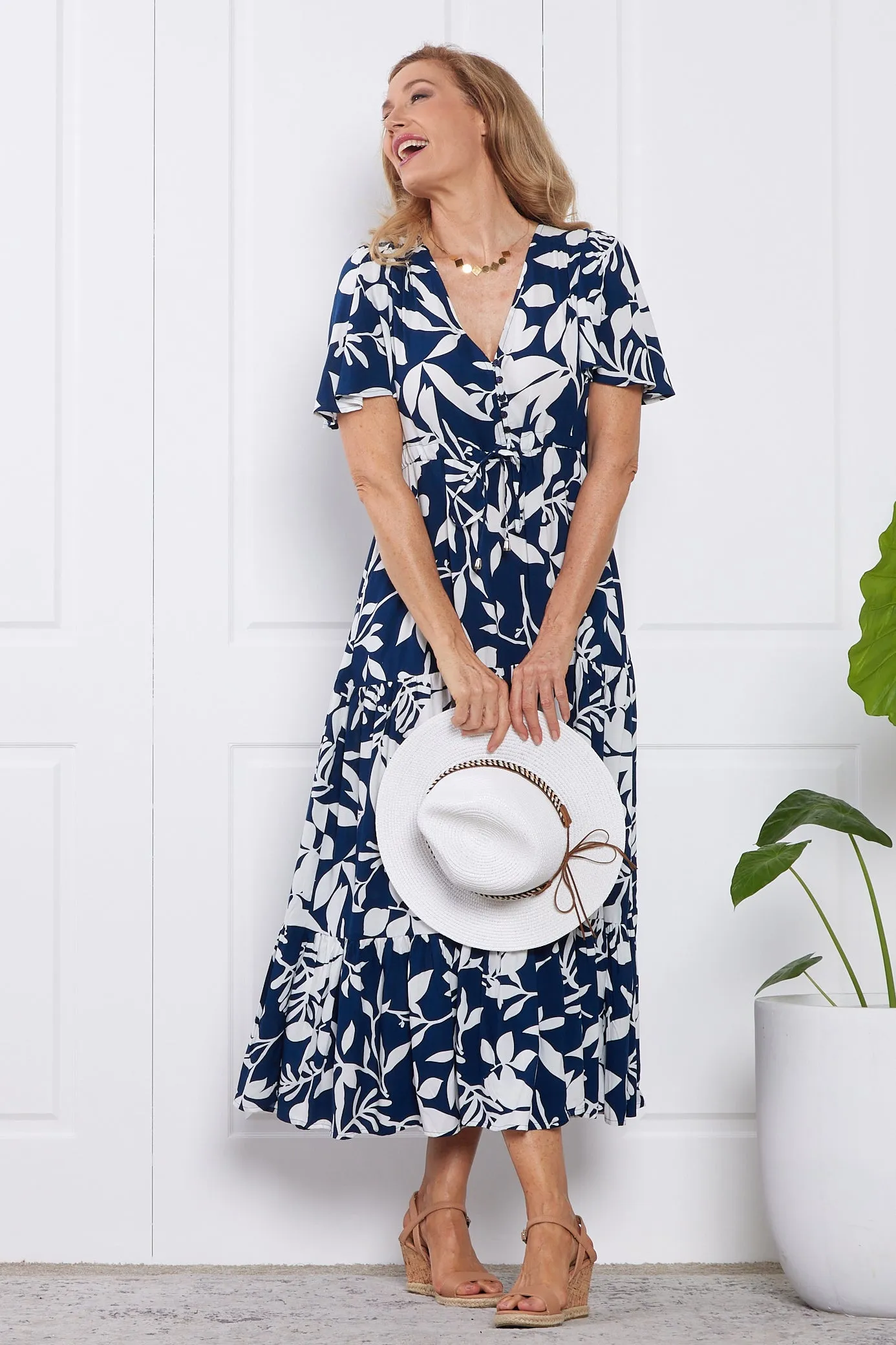 Soraya Dress - Navy Botanical