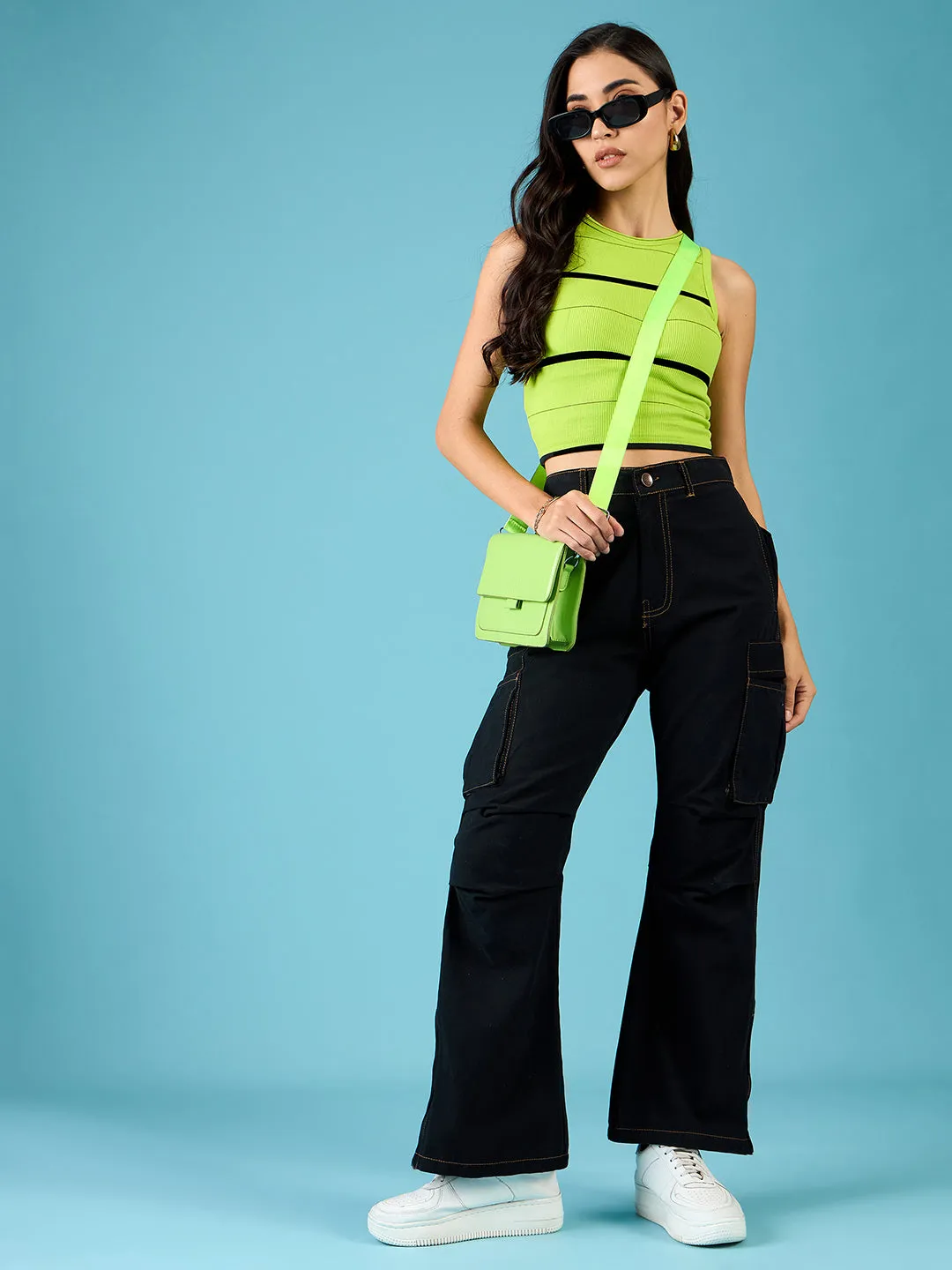 Stretchable Ribbed Sleeveless Crop Top