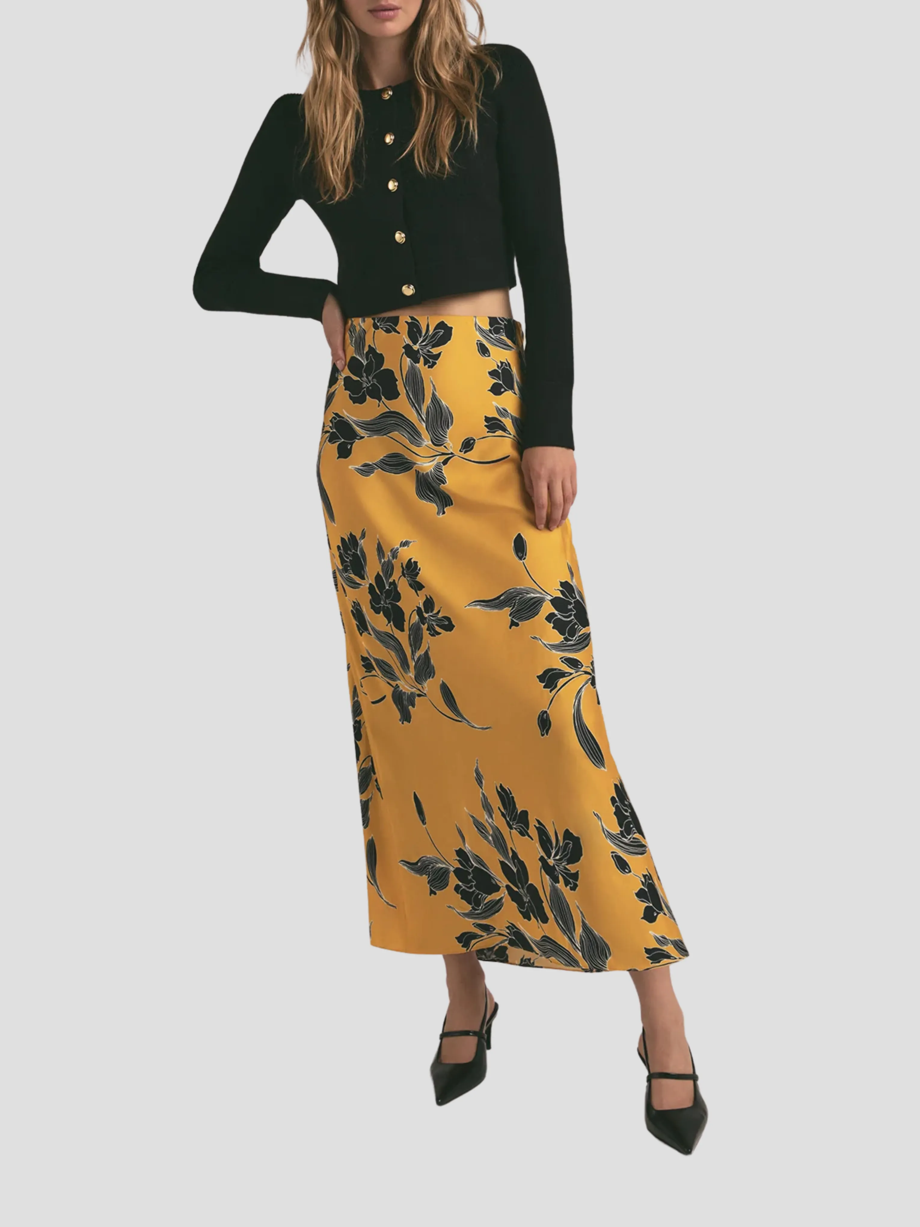 The Favorite Skirt in Yellow Floral