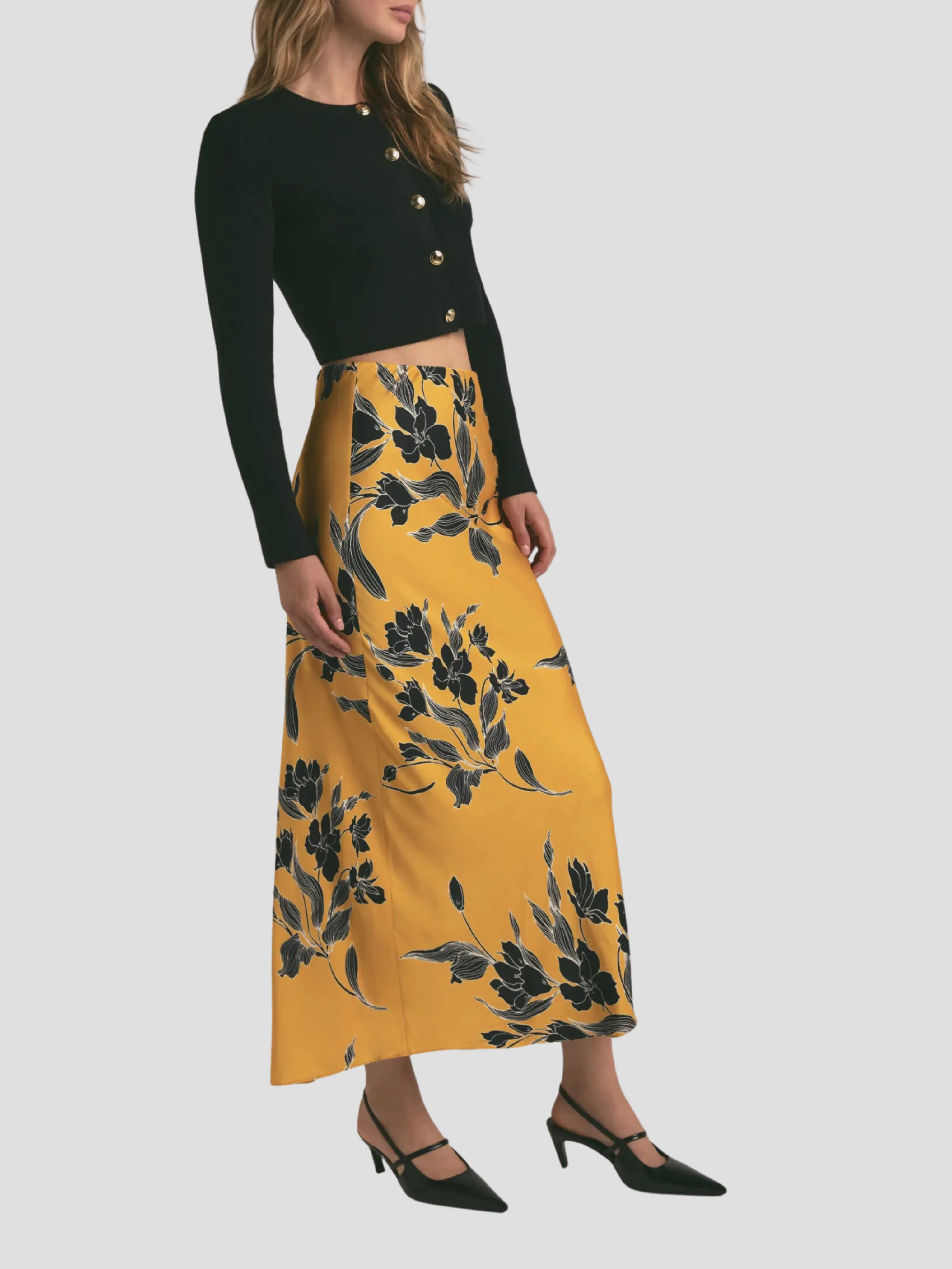 The Favorite Skirt in Yellow Floral