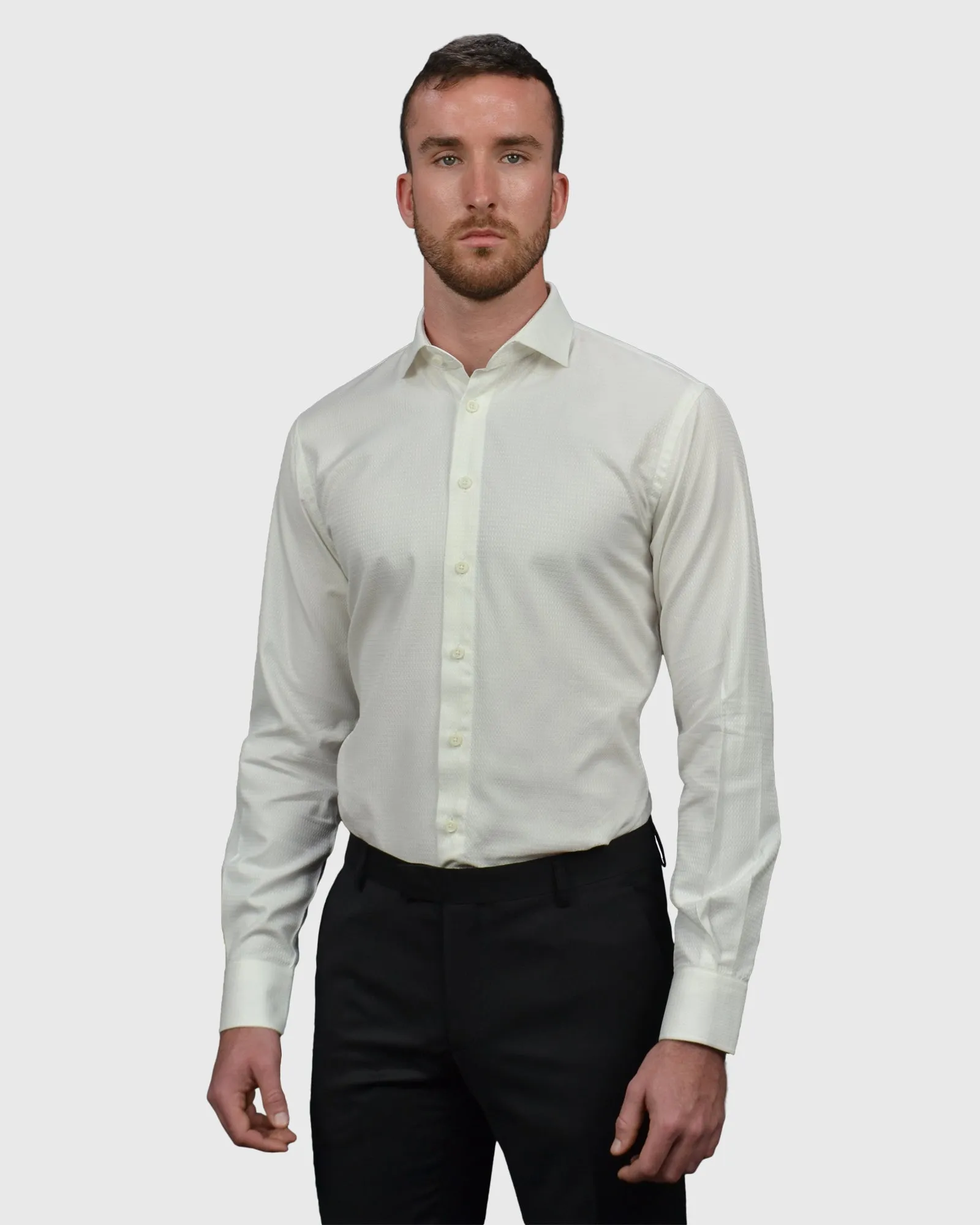 VINCENT & FRANKS S19AV81534 WHITE CREPE SLIM SC SHIRT