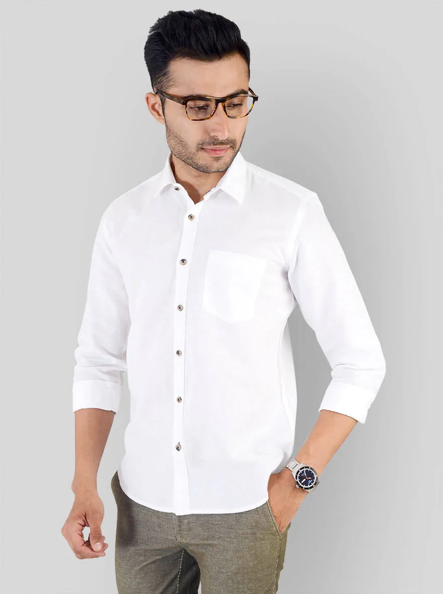 White Solid Smart Fit Casual Shirt | Greenfibre