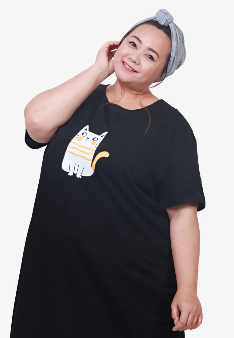 Whitecat Cute Night Sleep Dress - Black