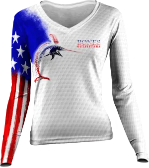 Womens Billfish Stars & Stripes Long Sleeve