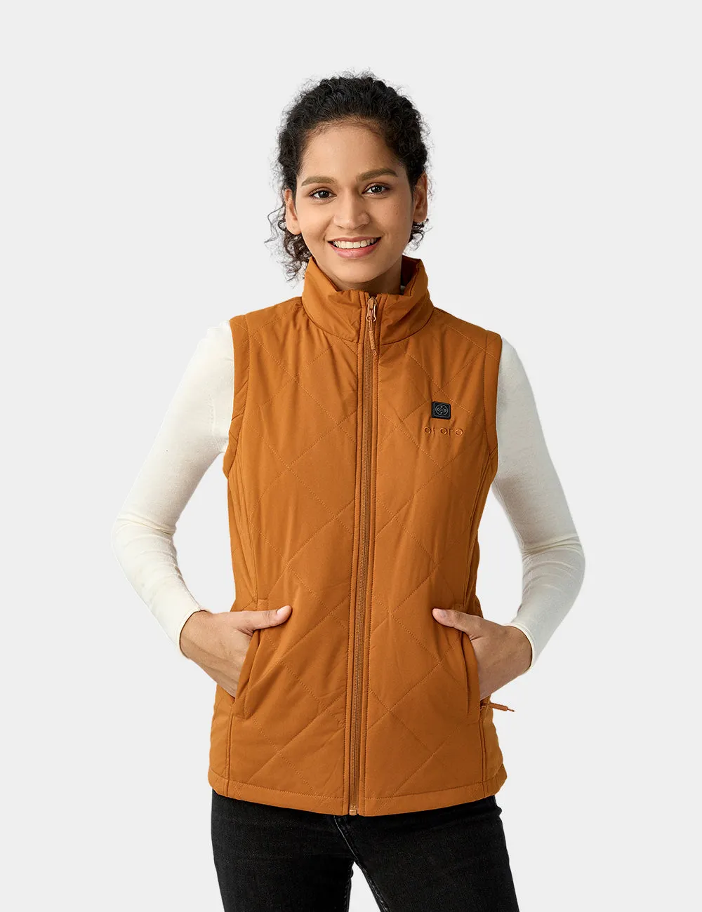 Women's Heated Quilted Vest - Caramel